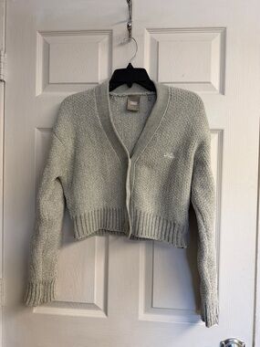 Kith Cropped Knit Cardigan in Sage Green